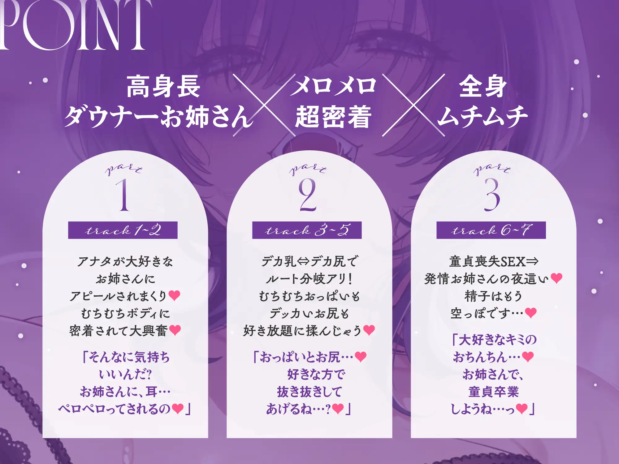 ♡超密着&耳舐め求愛♡ お隣さんのむちむちダウナーお姉さんの溺愛が止まらない♪「デカ乳とデカ尻…♡どっちが好き?」性癖バレ×童貞喪失【ルート分岐有り】