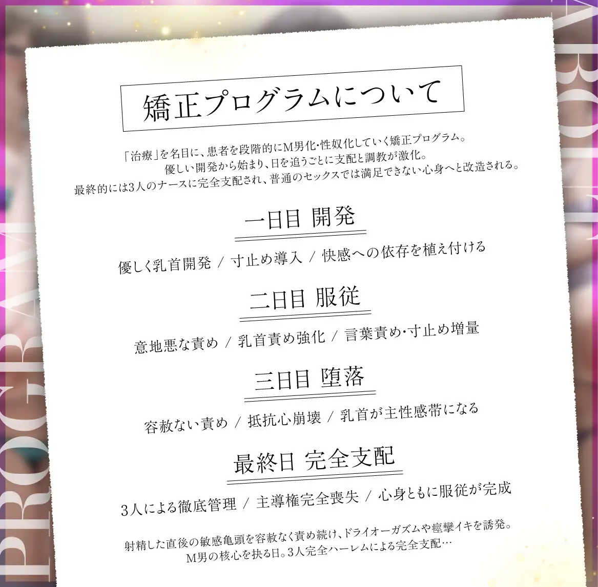【4泊5日×ハーレムナース】勃起不全で入院したら夜勤ナースに見回りのたびに寸止め&大量射精させられる話【CV柚木つばめ】【CV分倍河原シホ】【CV秋山はるる】
